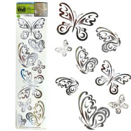 72 Bulk Main Street Wall Creations Translucent Jumbo Stickers In Silver Design Assortment