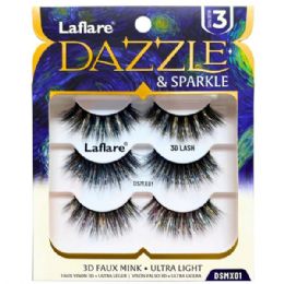 40 Bulk Laflare Dazzle & Sparkle 3d Tinsel Embellished 3-count Lashes