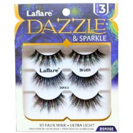 40 Bulk Laflare Dazzle & Sparkle 3d Black With Tinsel 3-count Lashes