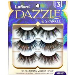 40 Bulk Laflare Dazzle & Sparkle 3d Glam Tinsel Enhanced 3-count Lashes