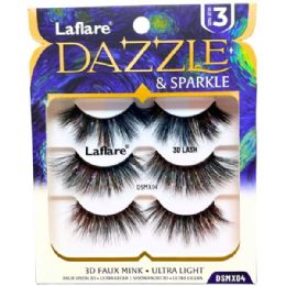 40 Bulk Laflare Dazzle & Sparkle 3d Tinsel & Black 3-count Lashes