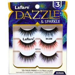 40 Bulk Laflare Dazzle & Sparkle 3d Colorful Tips 3-count Lashes