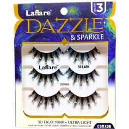 40 Bulk Laflare Dazzle & Sparkle 3d Gem Enhanced 3-count Lashes