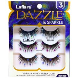40 Bulk Laflare Dazzle & Sparkle 3d Butterfly 3-count Lashes
