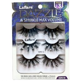 40 Bulk Laflare Dazzle & Sparkle 3d Wispy Gem Enhanced 3-count Lashes