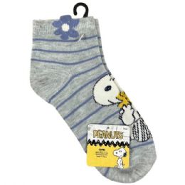 30 Bulk Snoopy Shorty Socks In Grey Size 9-11