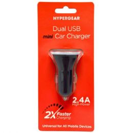 50 Bulk Hypergear Black Dual Usb 2.4a Rubberized Vehicle Charger