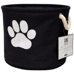12 Bulk Bone Dry Polyester Round Pet Bin Size Small In Black With Paw Design