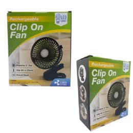 4 Bulk Rechargeable Clip On Fan With Led Light And 3 Speeds