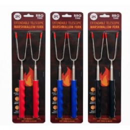24 Bulk 2 Pack Extendable Telescopic Marshmallow Forks Set In Countertop Display