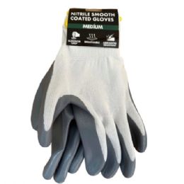 24 Bulk Durable Nitrile Coated Safety Work Gloves Medium Size