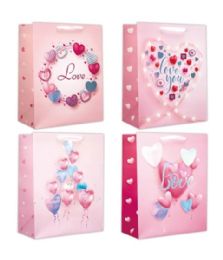 72 Bulk Valentines Day Bag 7.5x9x4" Hot Stamp