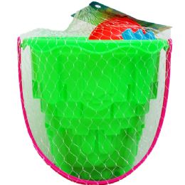 36 Bulk 5" Beach Bucket With 3pc Accss In Pegable Net Bag