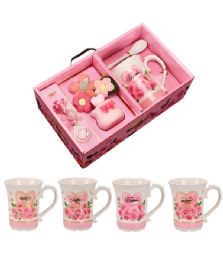 24 Bulk Mother's Day Mug Set with Teaspoon and Flower Decor