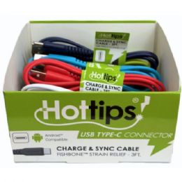 36 Bulk Hottips 3ft Type C Cable In Countertop Tray Display