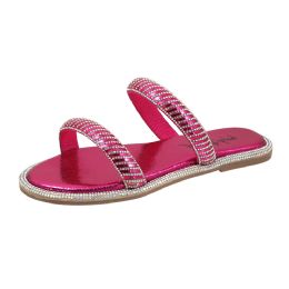 12 Bulk Women's Double Strap Rhinestone Sandal (6-10)