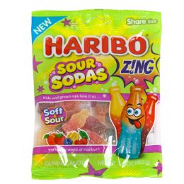 24 Bulk Haribo Sour Sodas 3.6 Oz Peg Bag