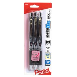 36 Bulk Pentel Energel Rtx Bca 3pk Gel Pens Black Ink 0.7mm Retractable  Carded Peggable