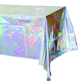 48 Bulk Plastic Foil Table Cover 54" X 108" - White Iridescent