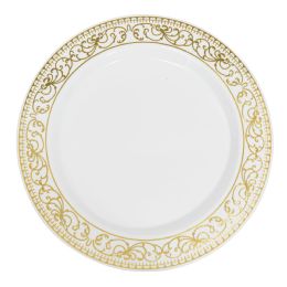 72 Bulk Deluxe Plate With Hot Stamping Edge 7-inch 4pc - Gold