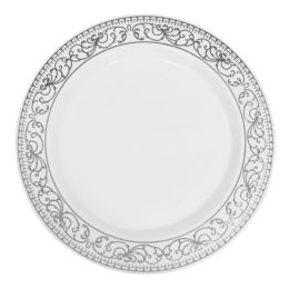 72 Bulk Deluxe Plate With Hot Stamping Edge 7-inch 4pc - Silver