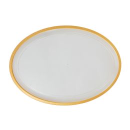 30 Bulk Clear Oval Plastic Tray With Gold Rim 15-inch X 10-inch - Gold