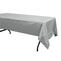 48 Bulk Plastic Foil Table Cover 54" X 108" - Matte Silver