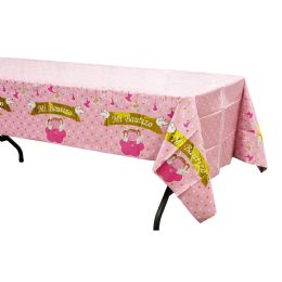 48 Bulk Plastic Foil Table Cover “mi Bautizo" 54" X 108" - Pink