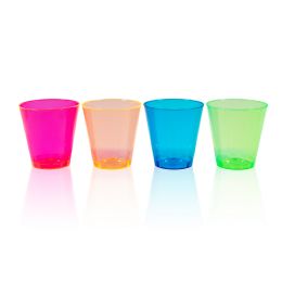 12 Bulk Plastic Shot Glass 2oz 100pc/bag - Assorted Color