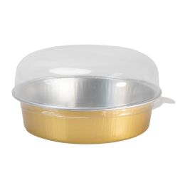 20 Bulk 7.5oz Round Aluminum Baking Cup With Dome Lid 50pc - Gold