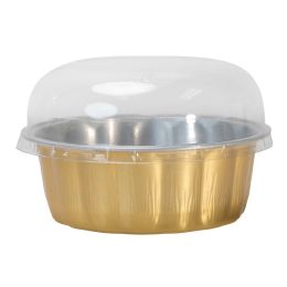 20 Bulk 8oz Round Aluminum Baking Cup With Dome Lid 50pc - Gold