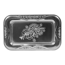60 Bulk Metal Rectangular Serving Tray With Decorative Edge
