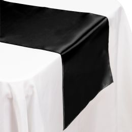 48 Bulk Satin Table Runner 14" X 108" - Black