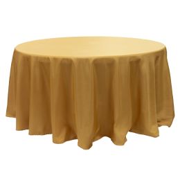 12 Bulk Value Round Polyester Table Cover 120" - Gold