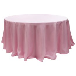 12 Bulk Value Round Polyester Table Cover 120" - Pink