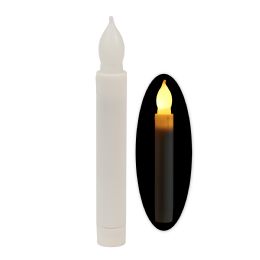 12 Bulk Led Flameless Flickering Taper Candle 6½" 12pc/box - White