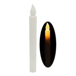12 Bulk Led Flameless Flickering Taper Candle 8¾" 6pc/box - White