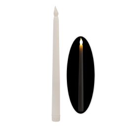 12 Bulk Led Flameless Flickering Taper Candle 11" 6pc/box - White