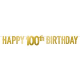 144 Bulk Foil Happy  100th  Birthday Streamer