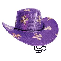 24 Bulk Sequined Mardi Gras Cowboy Hat