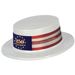96 Bulk White Plastic Skimmer W/semiquin Band