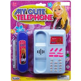 72 Bulk 5.5" Battery Operated Princess Phone On Blister Card 2 Asst