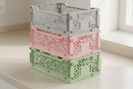 24 Bulk Collapsible Basket Rectangle Assorted Color