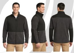 24 Bulk Men's Journey Summit Hybrid Full Zip Heather Charcoal/black Assorted Sizes S-2xl