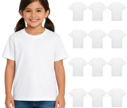 12 Bulk Girls Youth Cotton White T-Shirts Size Xsmall