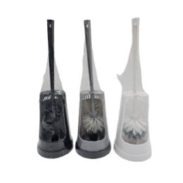 24 Bulk Toilet Brush W/ Holder Set 2 Asst Colors Long Handle