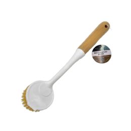 48 Bulk Multi Purpose Cleaning Brush W/ Wooden Handle Round