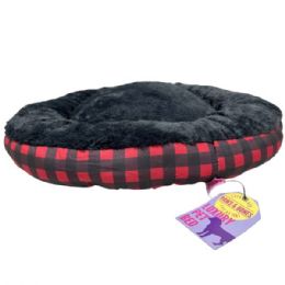 3 Bulk Barker & Meow 24" Luxury Pet Bed In Red Buffalo Plaid