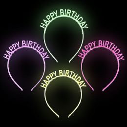 576 Bulk 6" Glow In The Dark Happy Birthday Headband