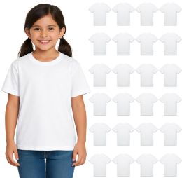 24 Bulk Girls Youth Cotton White T-Shirts Size Xsmall